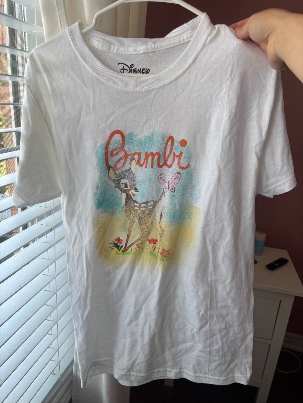 Disney White Bambi Graphic Tee with Pastel Accents